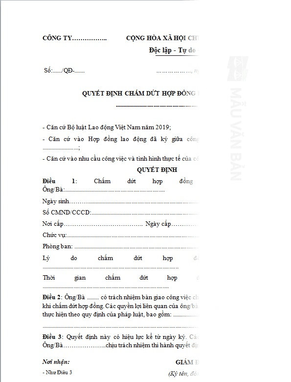 Quyết định nghỉ việc