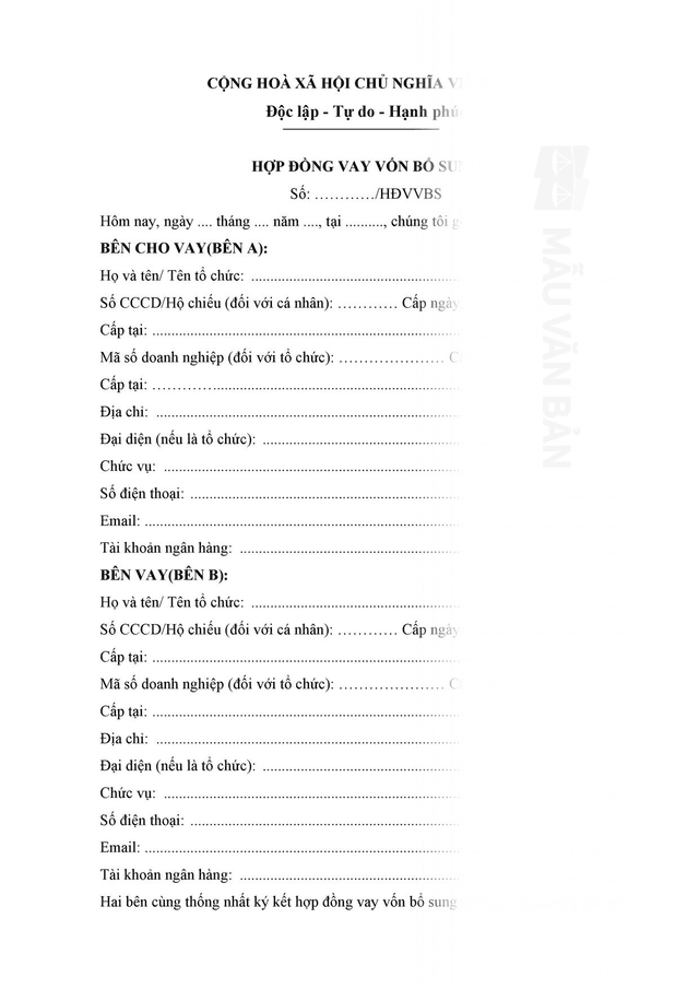 Hợp đồng vay vốn bổ sung