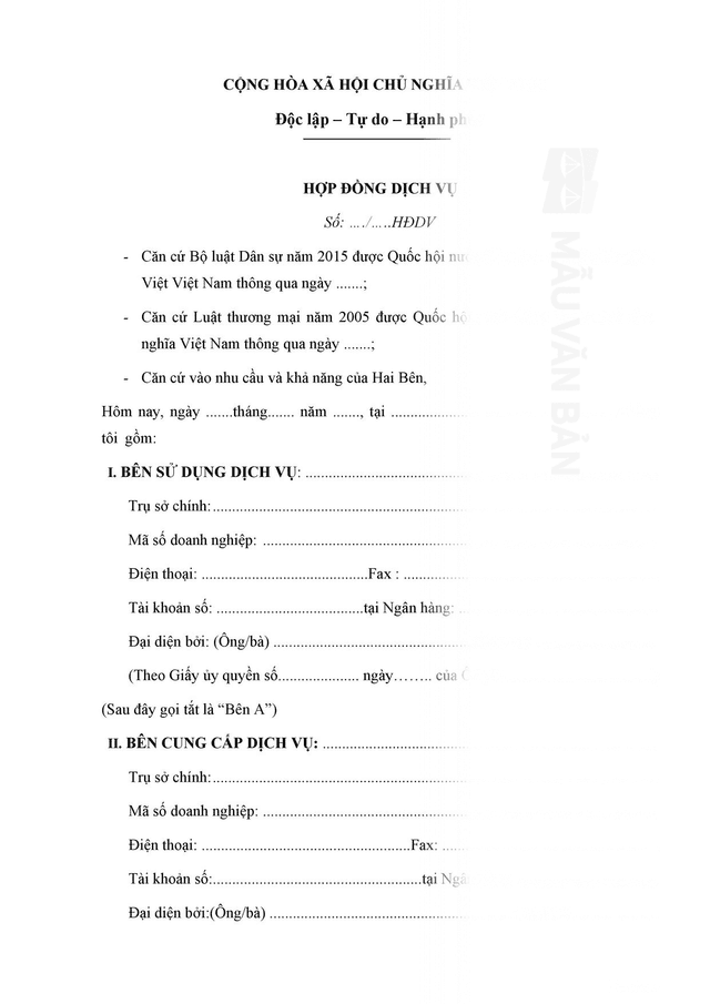 Hợp đồng dịch vụ  