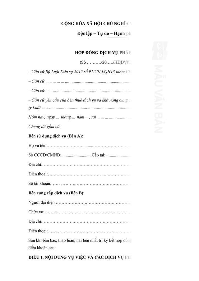 Hợp đồng dịch vụ pháp lý