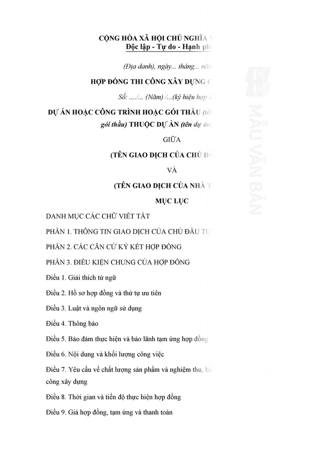 Hợp đồng thi công