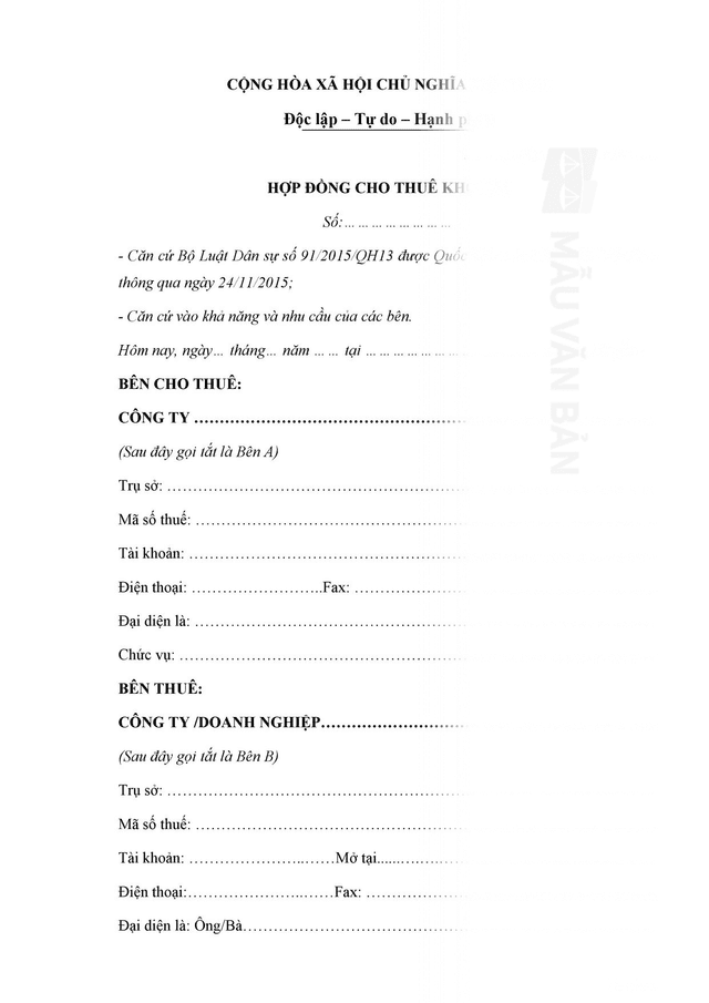 Hợp đồng thuê kho bãi