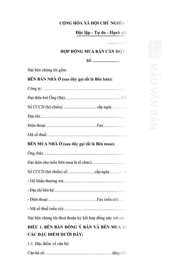 Hợp đồng mua bán chung cư