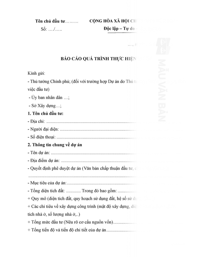 Báo cáo tiến độ thi công