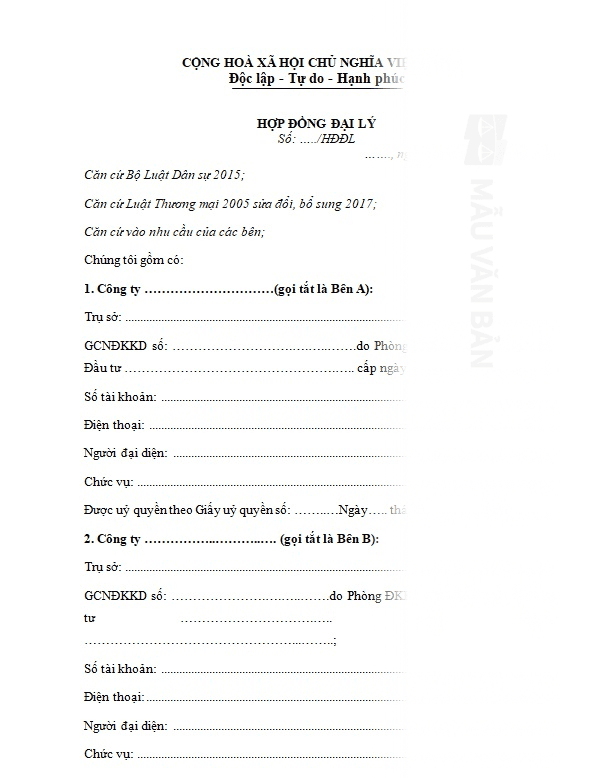 Hợp đồng đại lý 