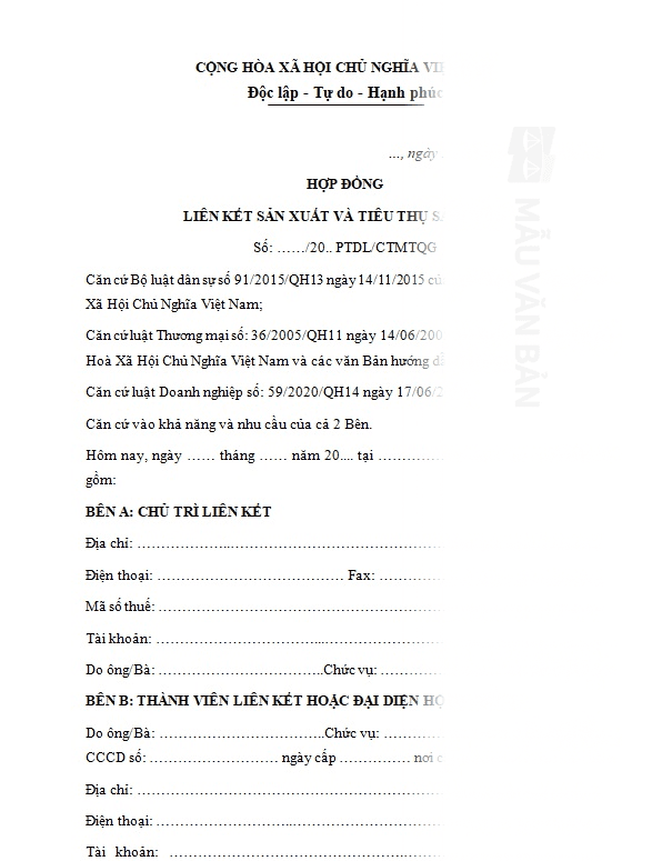 Hợp đồng liên kết sản xuất
