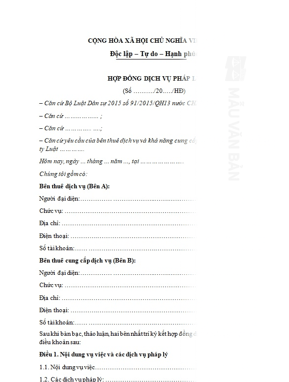 Hợp đồng tư vấn pháp lý