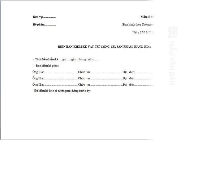 Biên bản xác nhận tồn kho