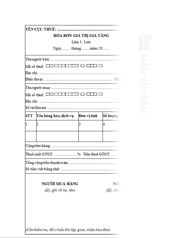 Mẫu hóa đơn xuất nhập khẩu