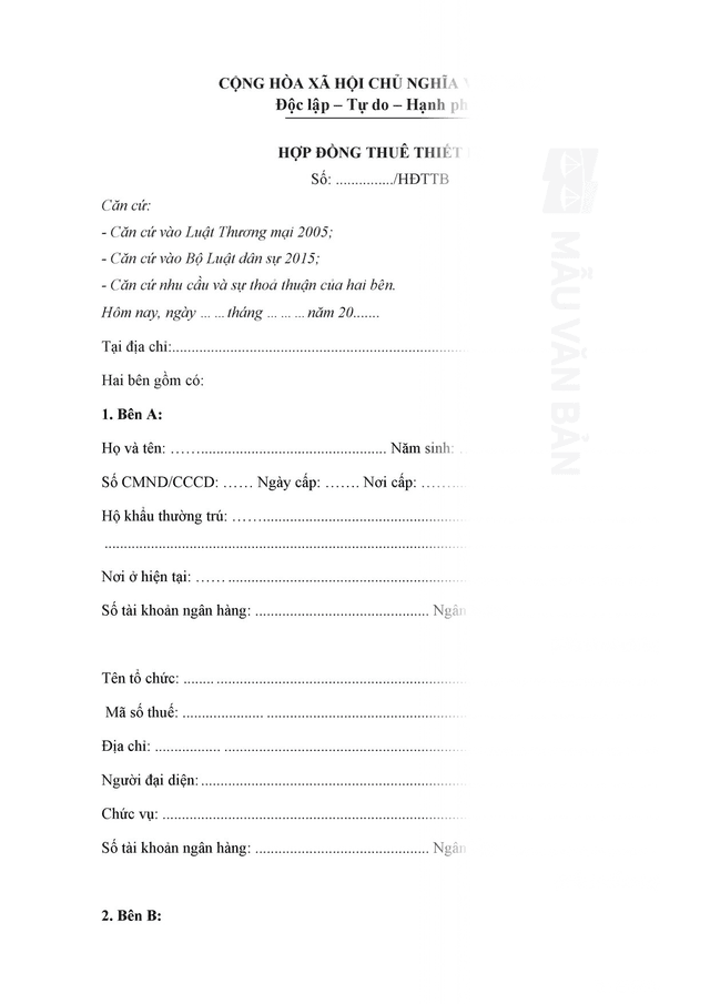 Hợp đồng thuê thiết bị