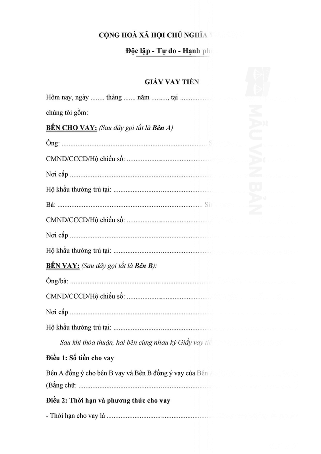 Giấy vay tiền