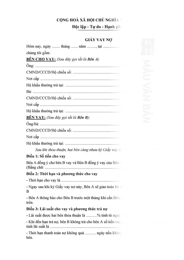 Giấy vay nợ