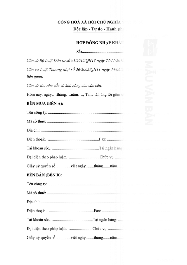 Hợp đồng nhập khẩu