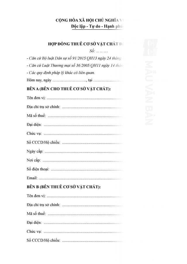 Hợp đồng thuê cơ sở vật chất để giảng dạy