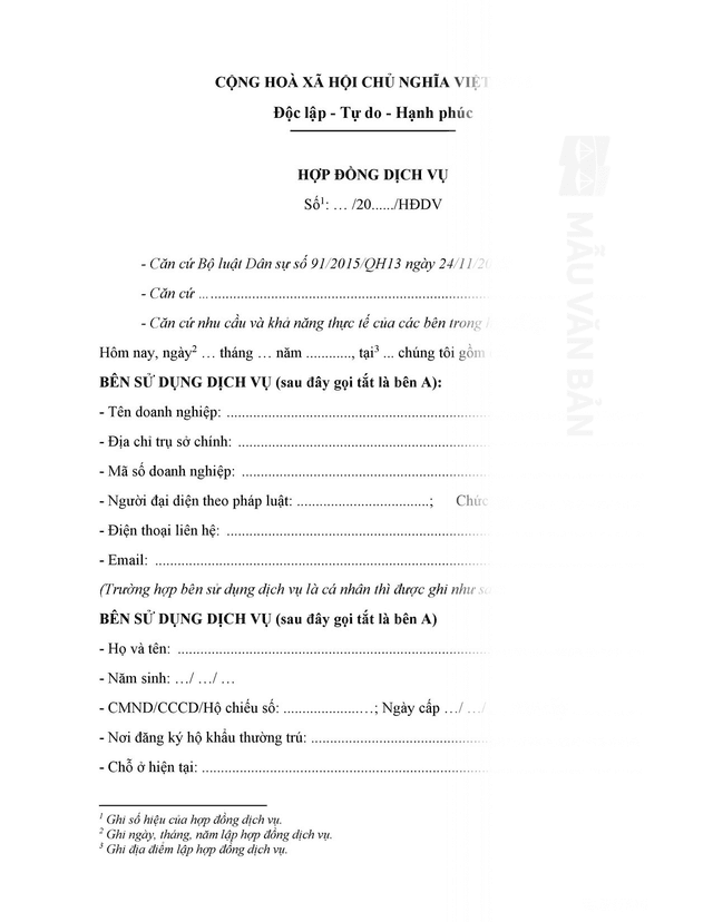 Hợp đồng dịch vụ giảng dạy