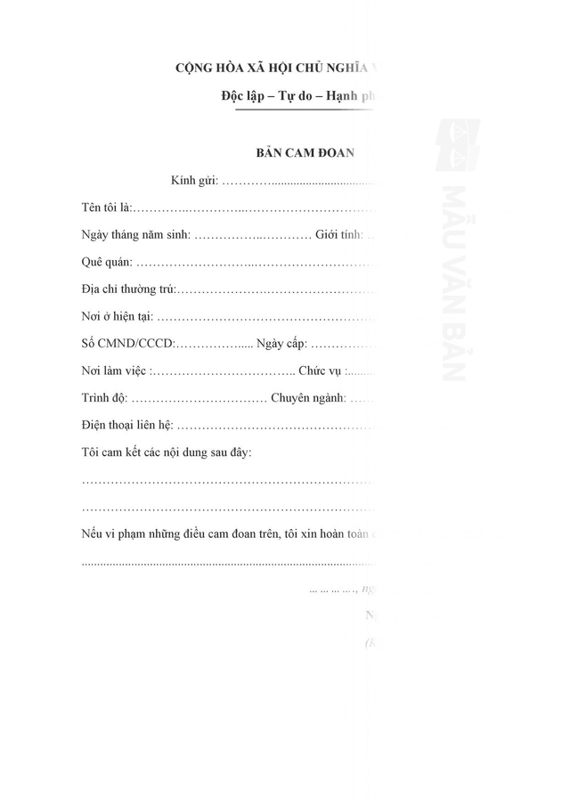 Giấy cam đoan