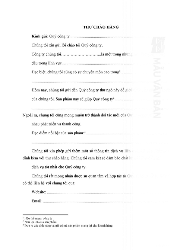Mẫu thư chào hàng