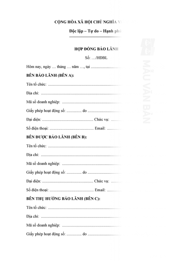 Hợp đồng bảo lãnh thực hiện dự án quỹ bất động sản