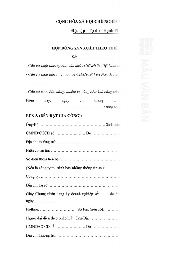 Mẫu hợp đồng OEM