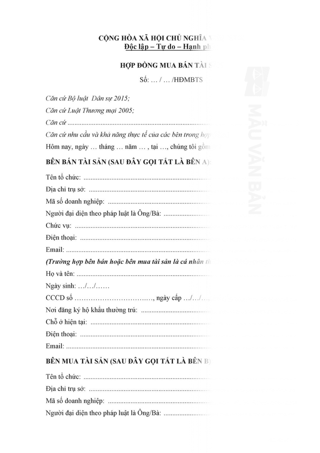 Hợp đồng mua bán tài sản