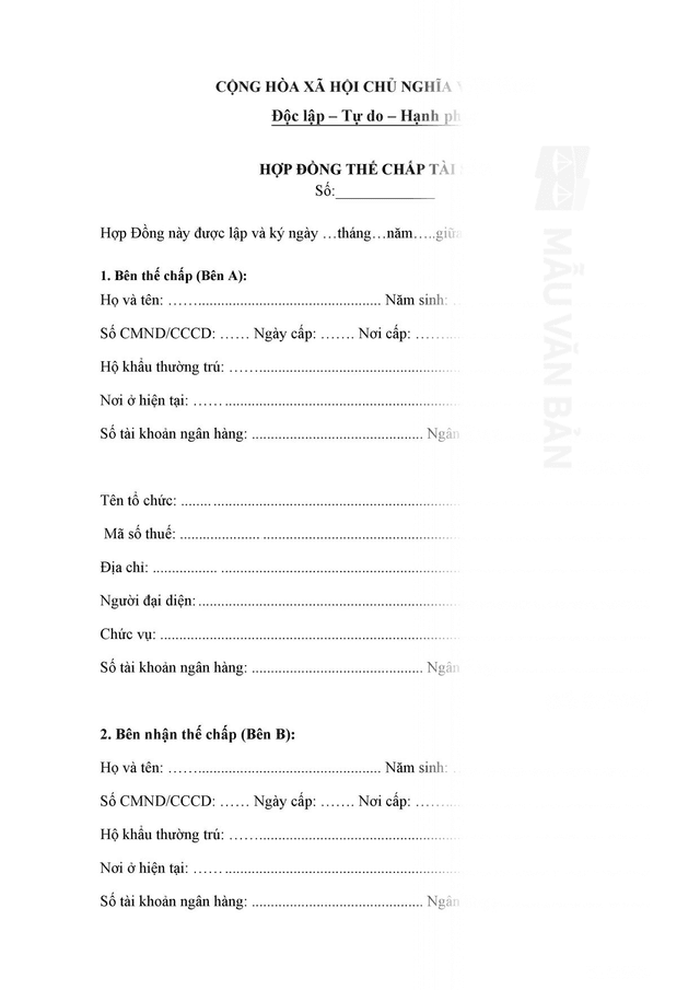 Hợp đồng thế chấp tài sản