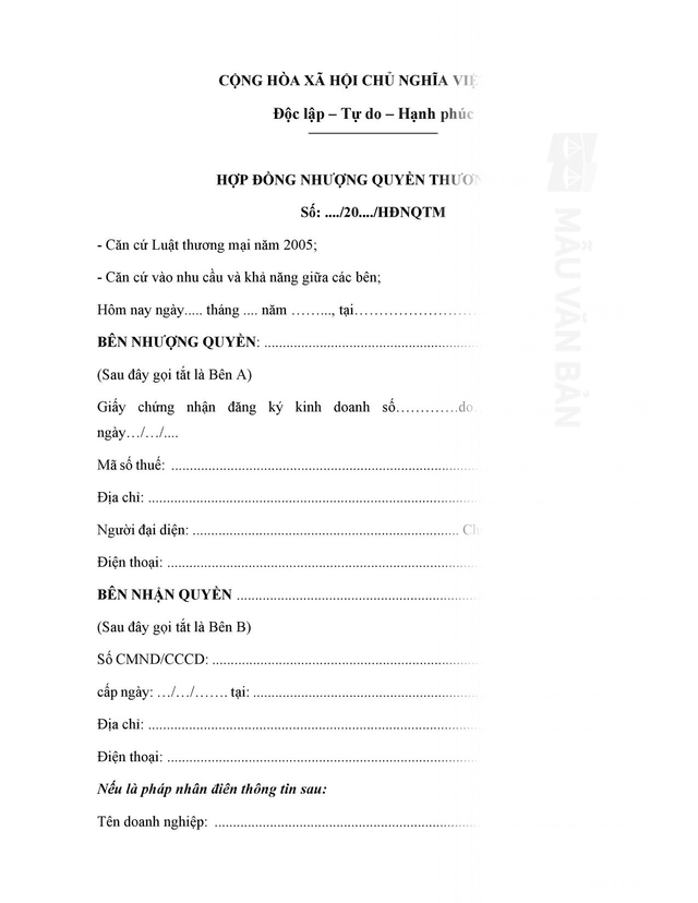 Hợp đồng nhượng quyền